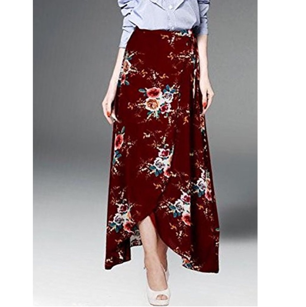 High Waisted Maxi Wrap Skirt